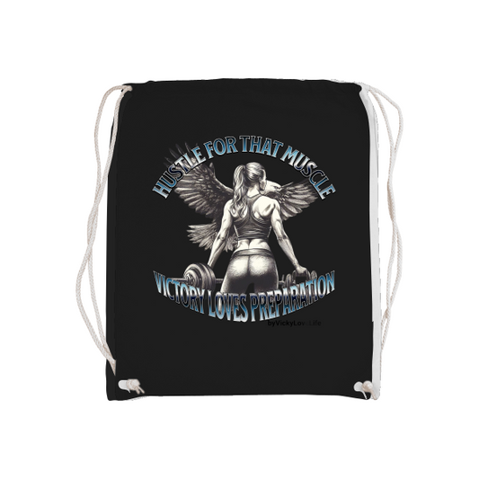 Gymsack Stof  Tasche – "Hustle for that Muscle & Victory"