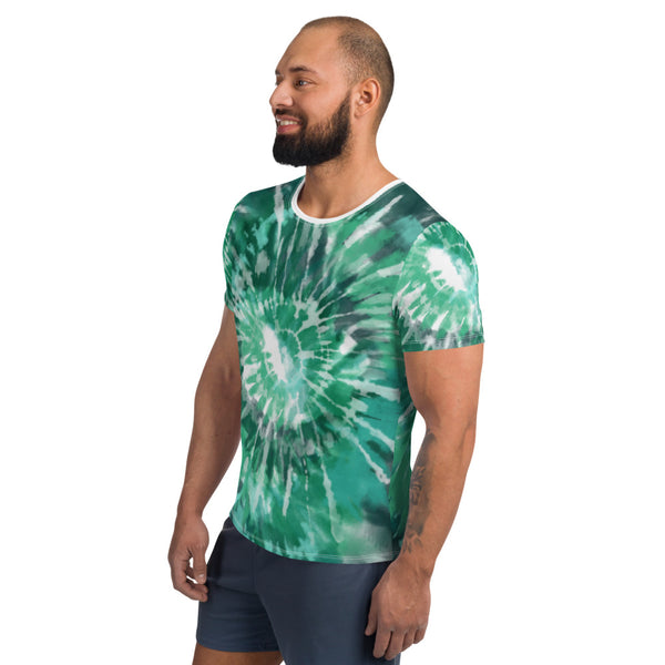 Sport-T-Shirt für Herren, Tie Dye in einem grünen Farbton