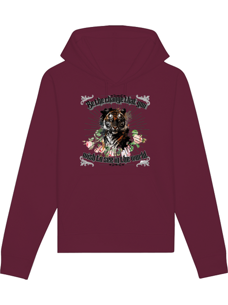 Hoodie Drummer Tiger- Motiv , Be the change that you wish to see in the world