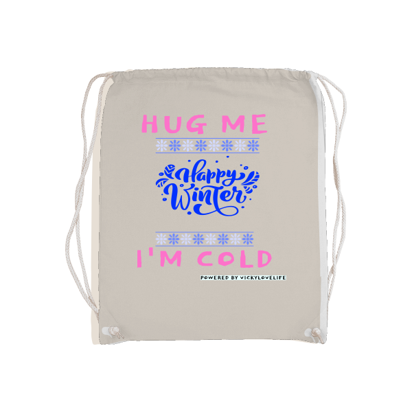 Bag, Gymsack, Gift, Winter, Cold, HUG ME, Happy